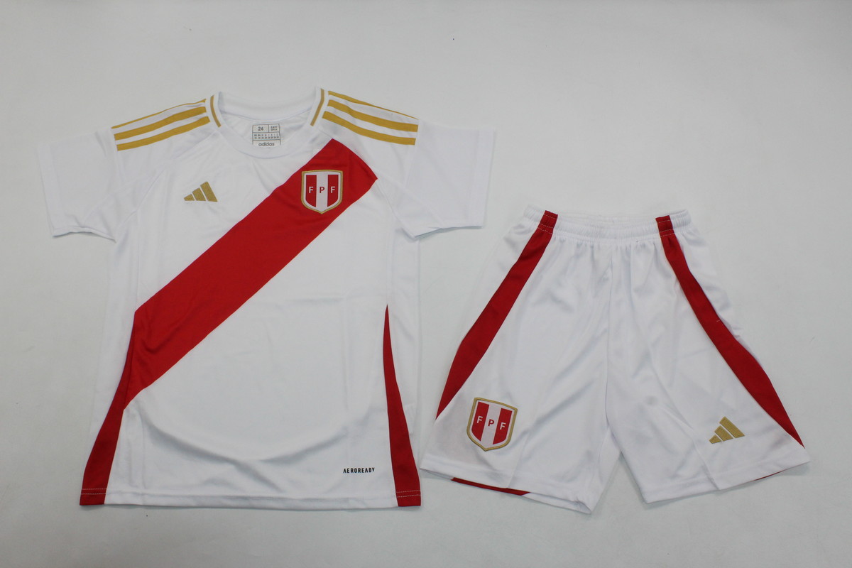 Kids-Peru 2024 Home Soccer Jersey